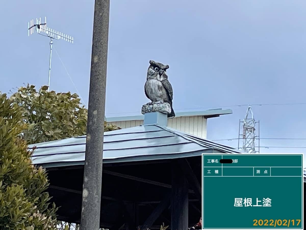 【施工例】フクロウさんの見守る屋根
